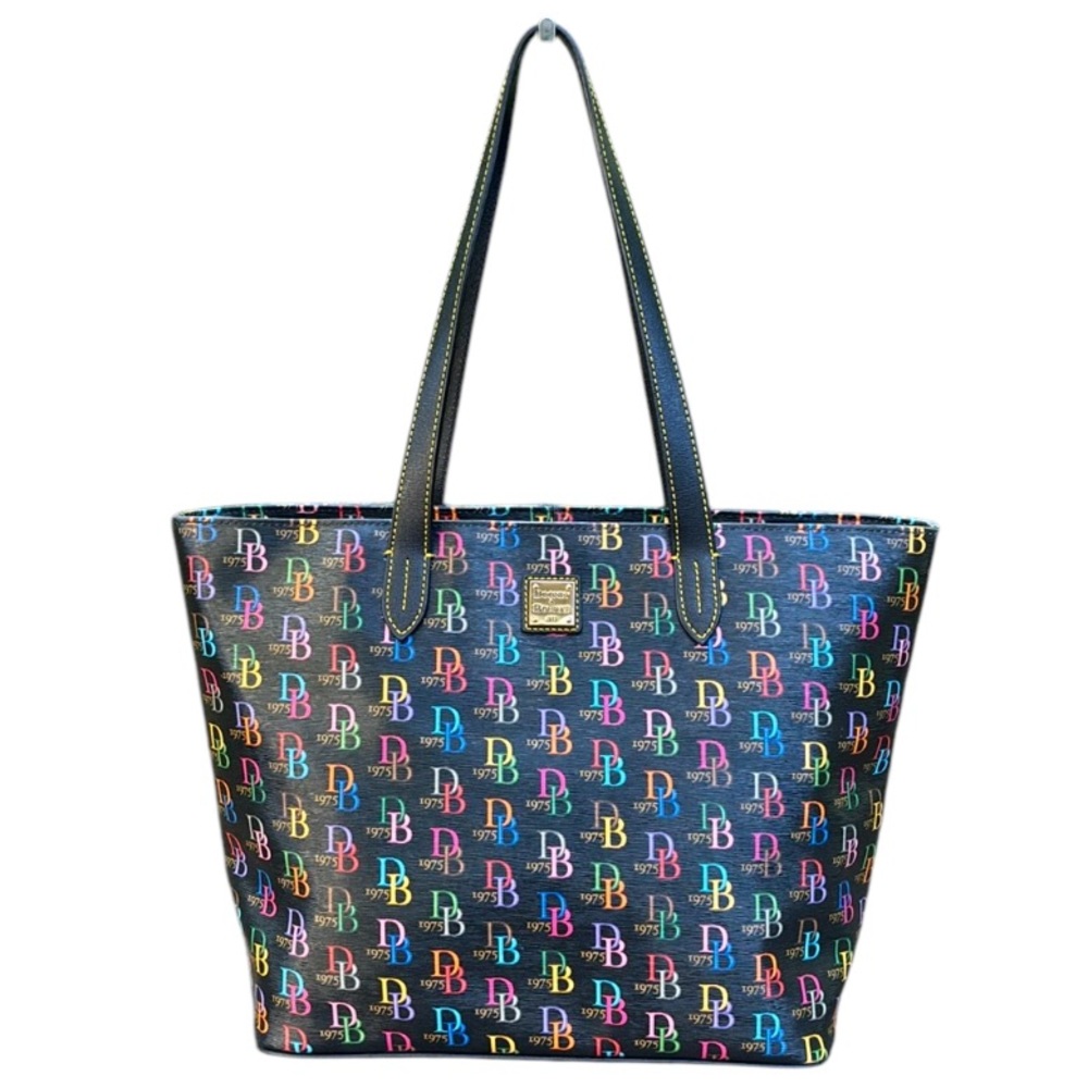 Dooney & Bourke DB75 Multi Large Zip Top Shopper w/Wristlet LIKE NEW - Picture 2 of 16
